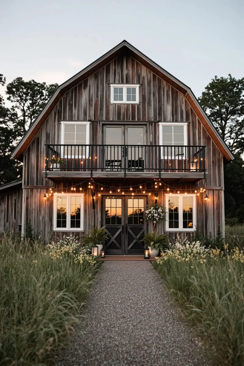 21 Small Barn House Designs with Modern Rustic Charm 16 two-story a-frame barn with open balcony 1