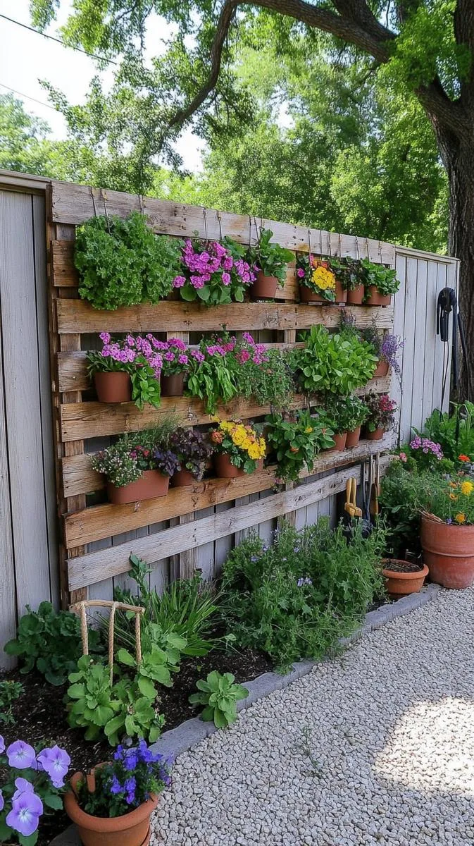 23 Inspiring Backyard No Deck Ideas to Try This Season 18 vertical pallet garden bursting with edible greens and trailing blooms 1