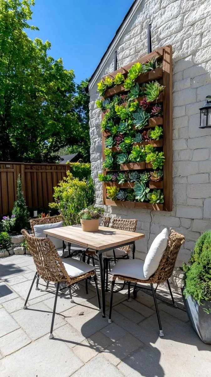 vertical succulent wall art for a living fence 1