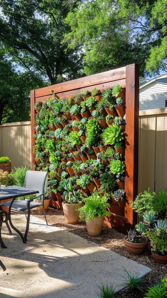 vertical succulent wall art for a living fence 1