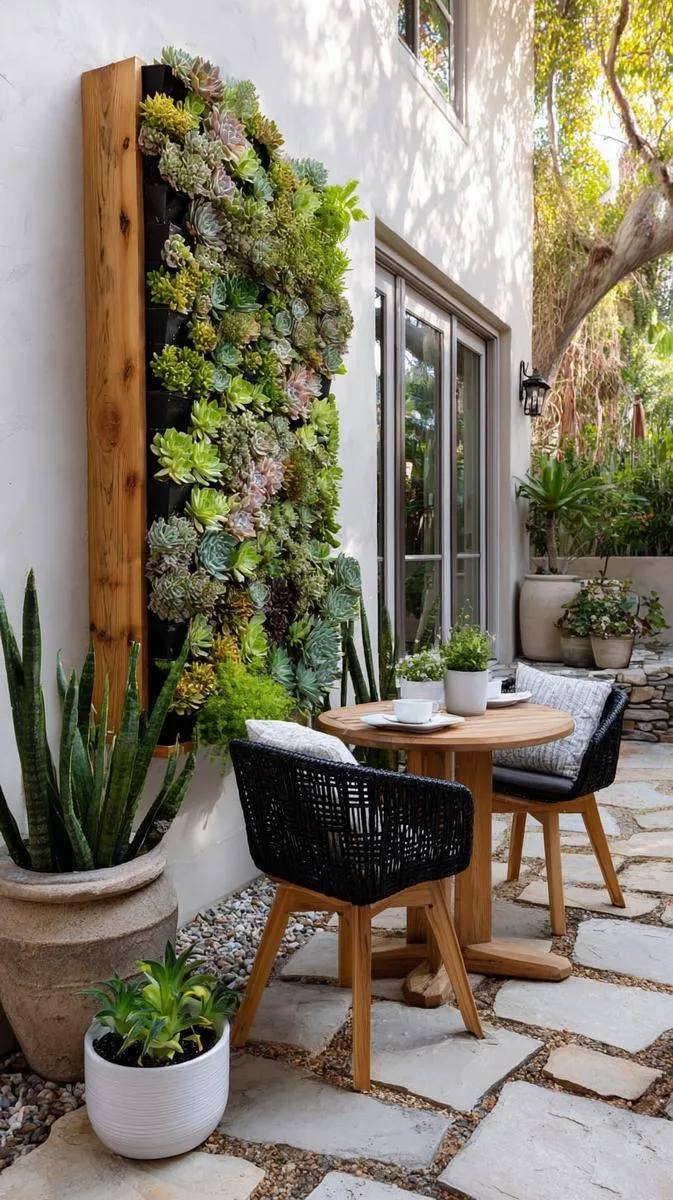 vertical succulent wall art for a living fence 1