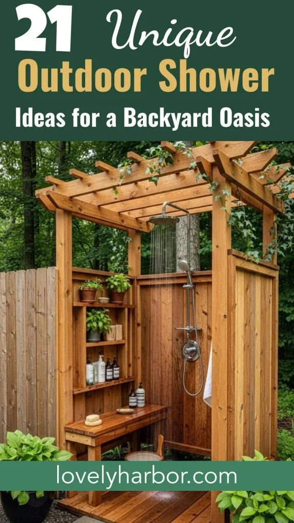 21 Outdoor Shower Ideas - Cedar Wood Enclosure Inspiration