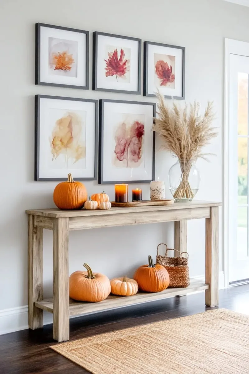 abstract watercolor prints in deep autumn shades for gallery walls 1