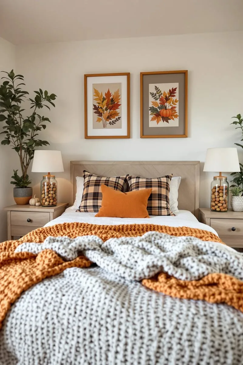 acorn-filled mason jars as whimsical bedside lamps 1