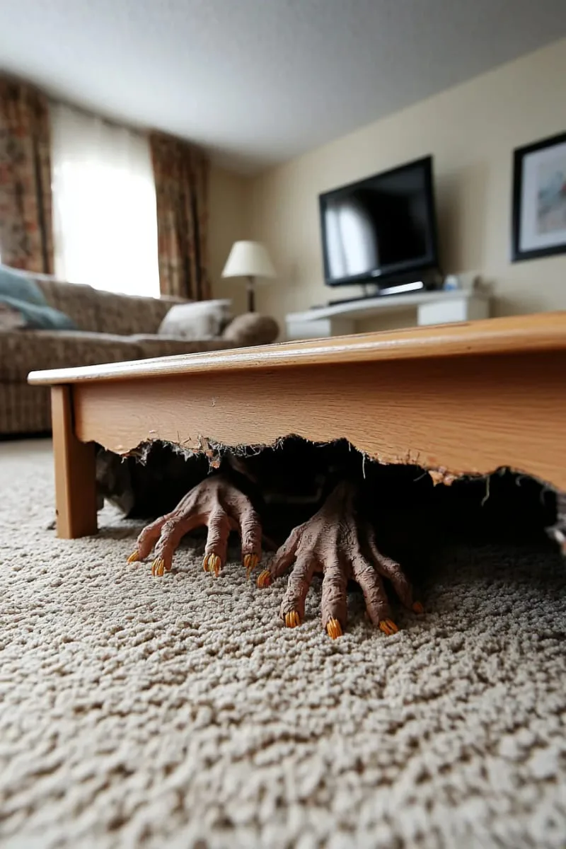 animated crawling hands emerging from beneath furniture 1