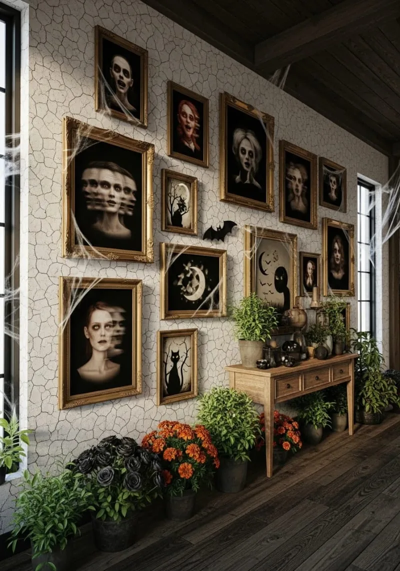 animated portrait gallery with shifting haunted faces 1