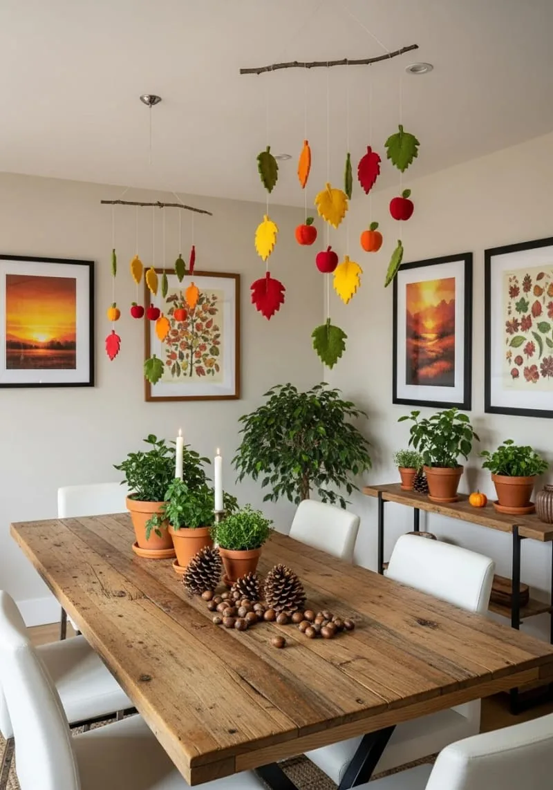 apple branch mobiles with dangling felt leaves 1