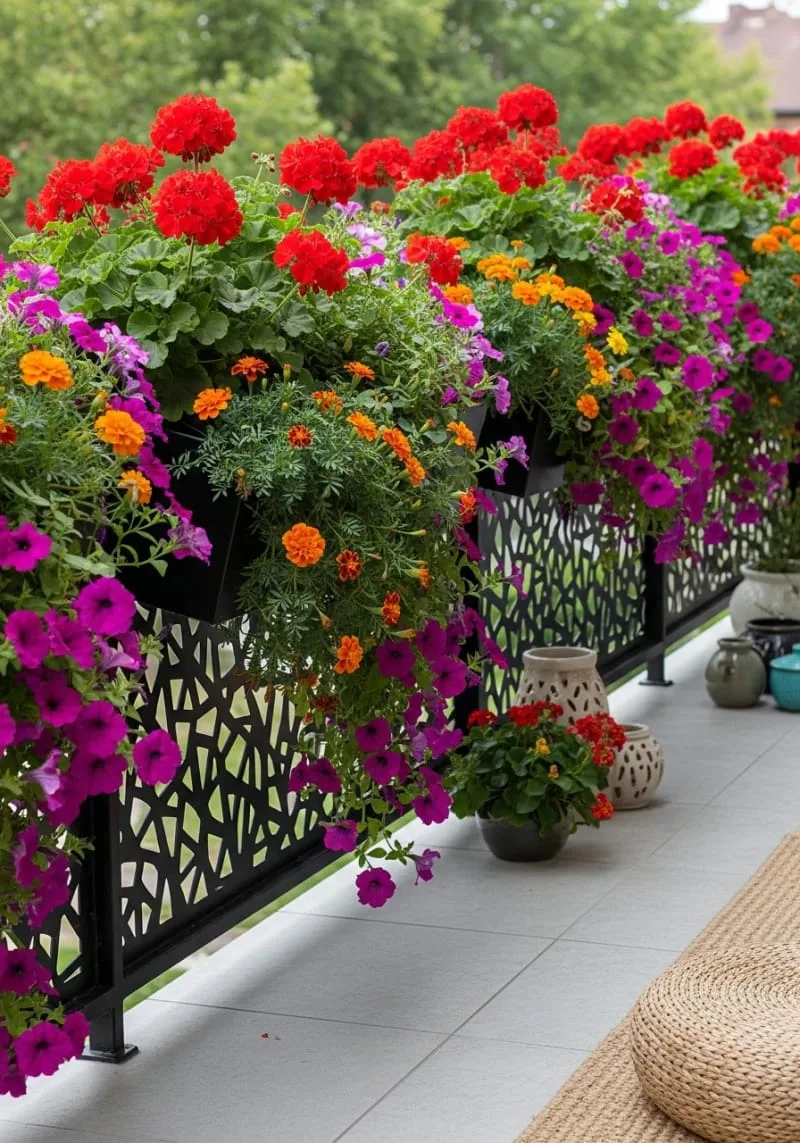 artistic balcony railing planters with bold blooms 1