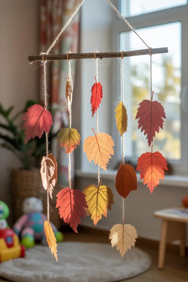 autumn leaf mobile for window or kid’s room decoration 1