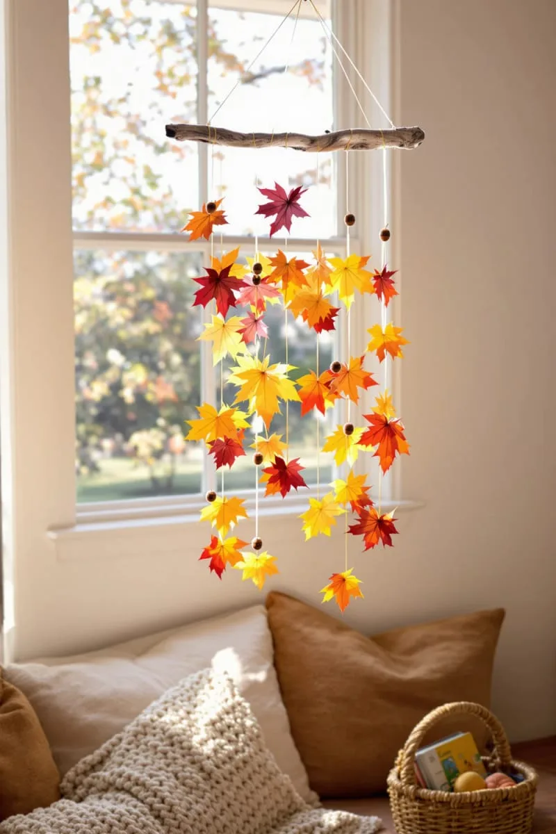 autumn leaf mobile for window or kid’s room decoration 1