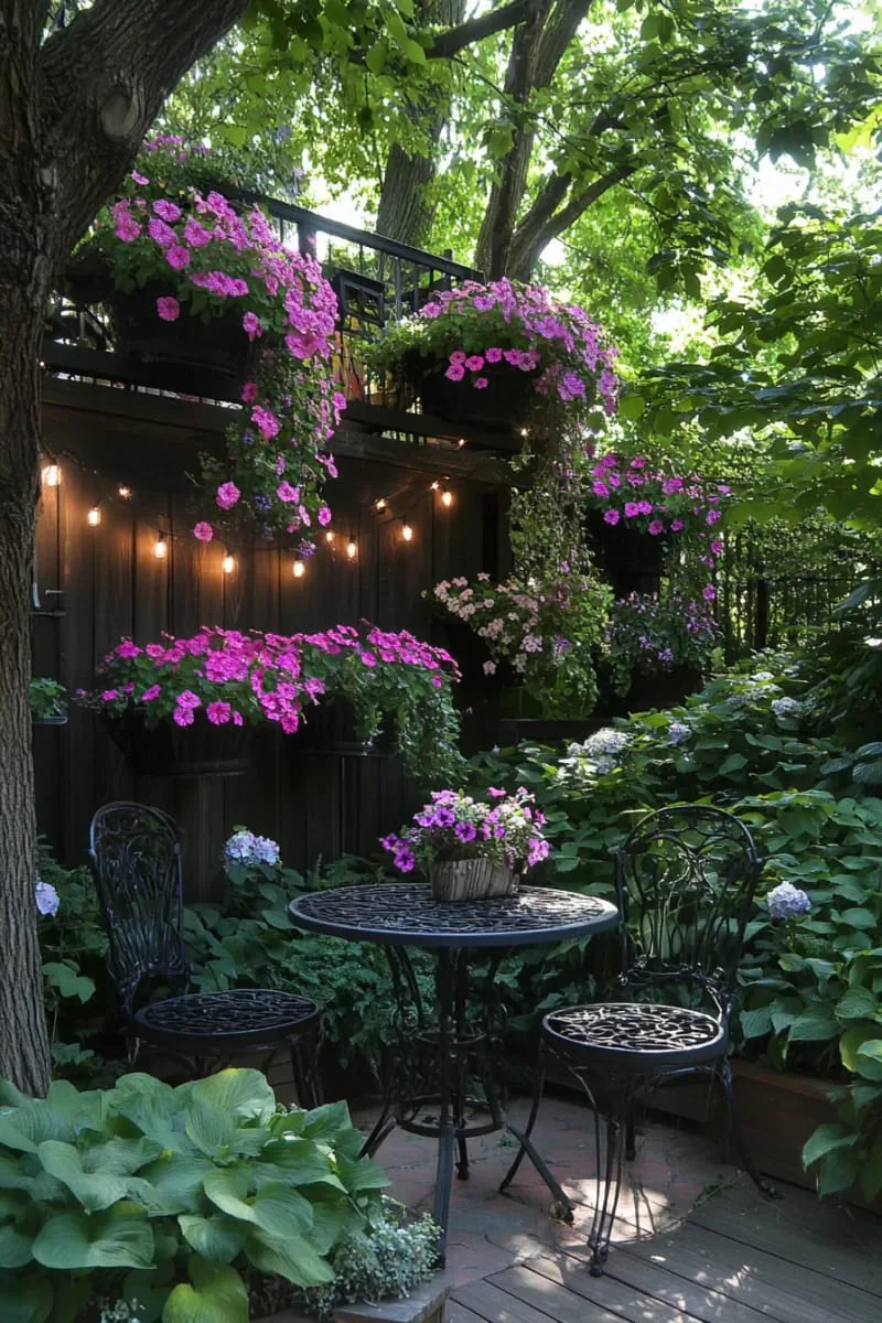 27 New Small Backyard Designs to Copy For Your Outdoor Space 88 bistro table set tucked beside charming flower planters 1