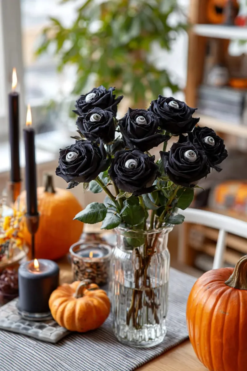 black roses with eyeballs nestled in the petals 1