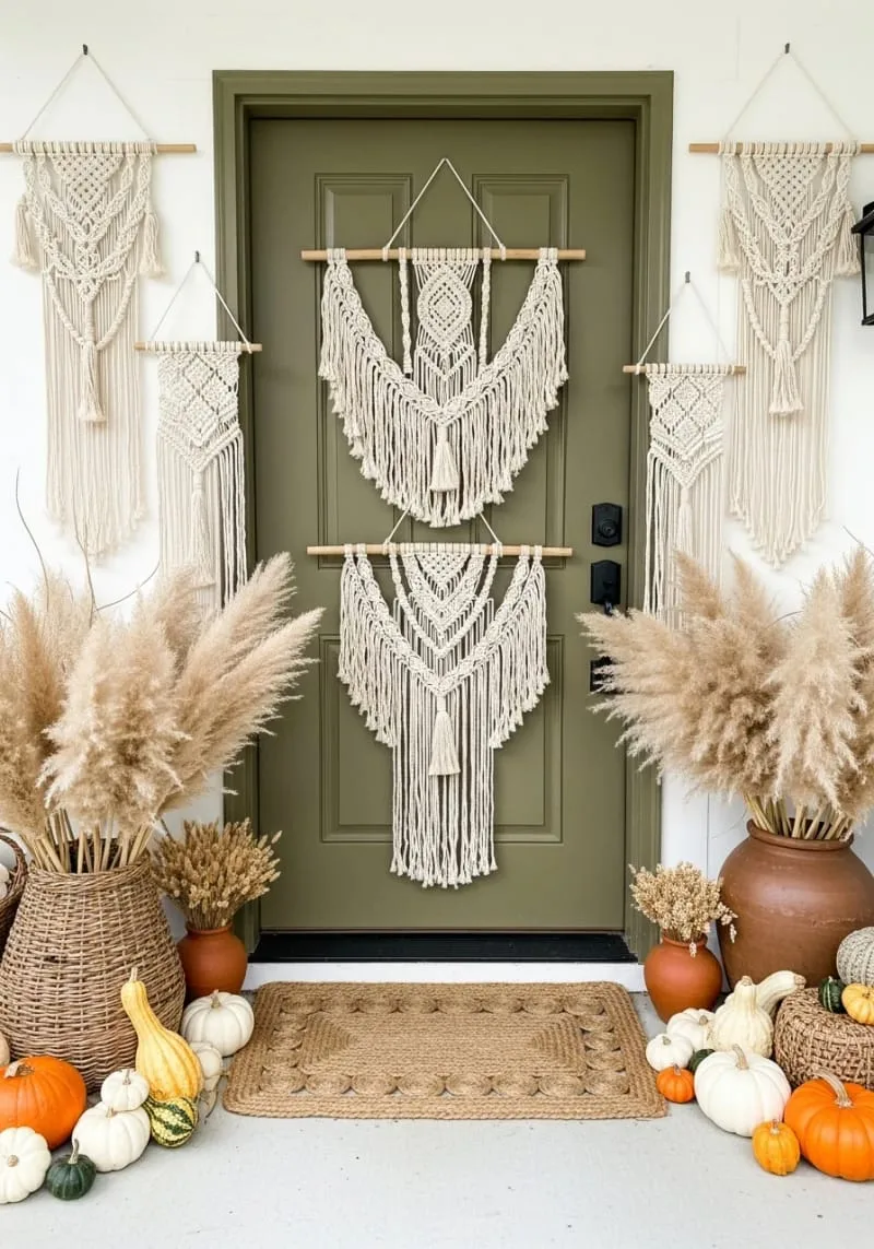 bohemian macramé hangings paired with pampas grass bundles 1 bohemian macramé hangings paired with pampas grass bundles 1