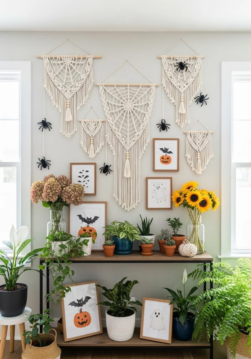 boho macramé spider webs with wooden beads 1