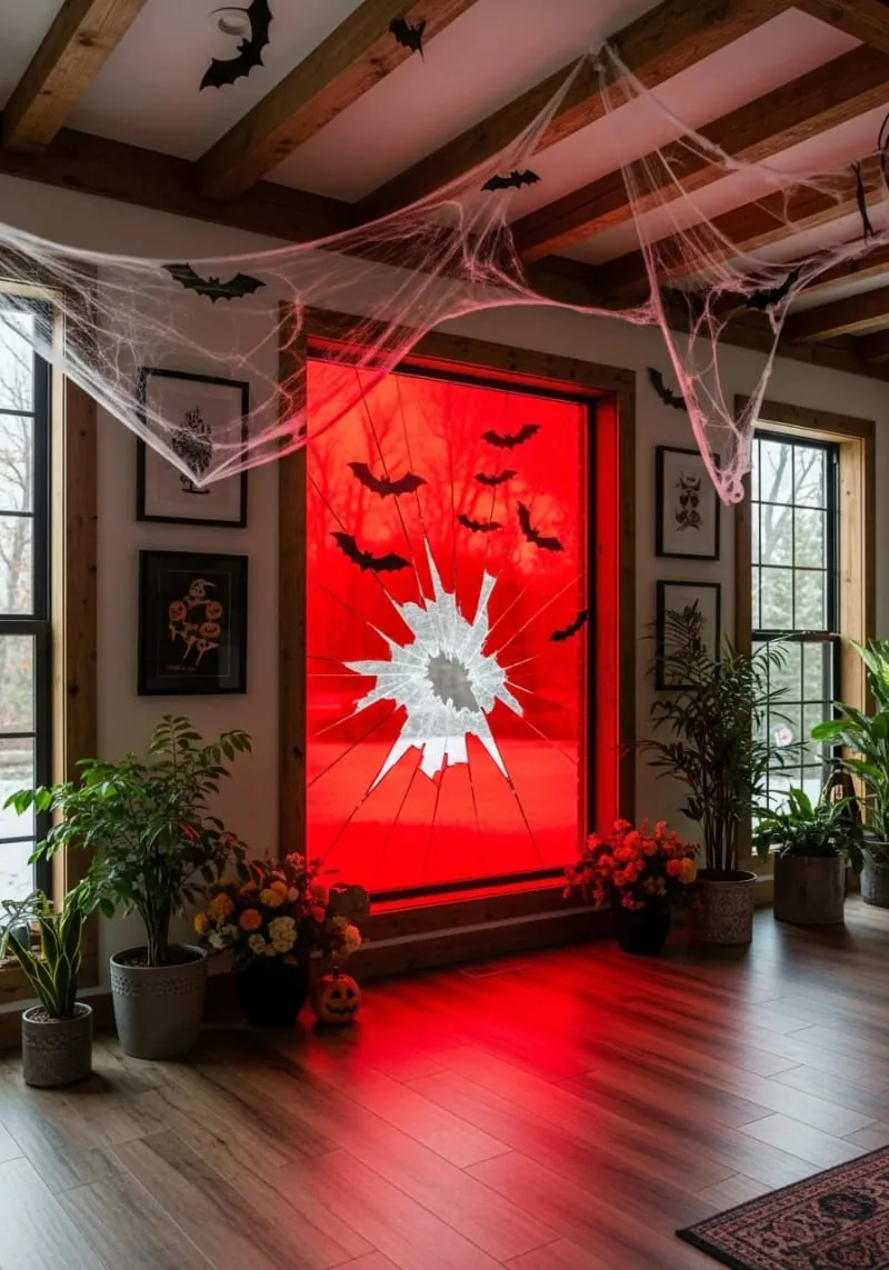 broken window effect using cling film and red backlighting 1