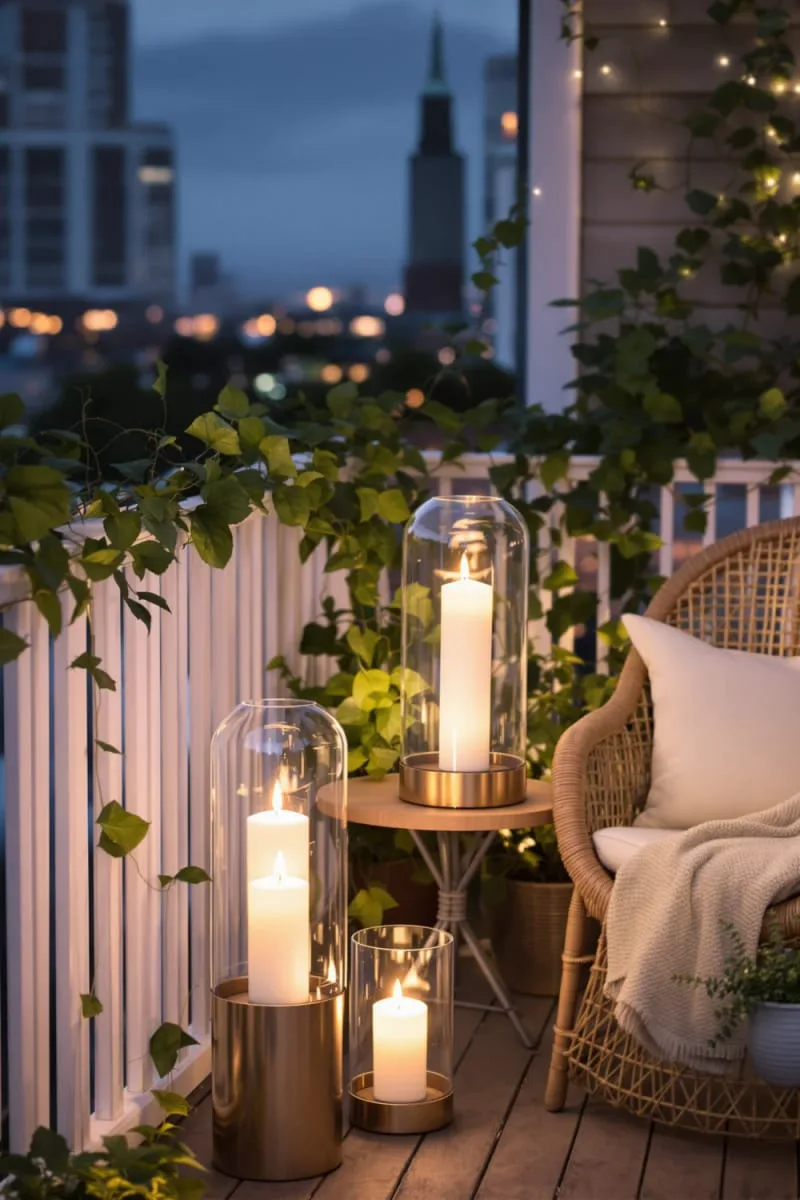 candlelit evenings with large hurricane lanterns 1