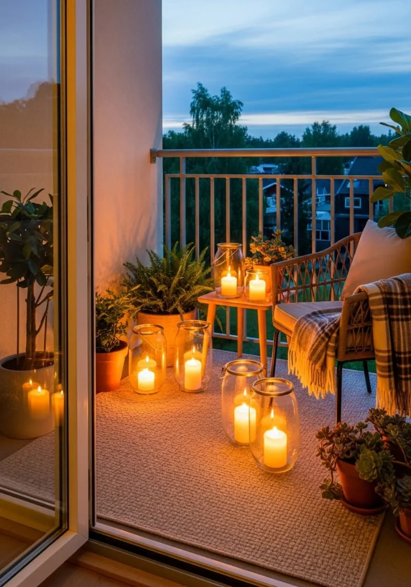 candlelit evenings with large hurricane lanterns 1