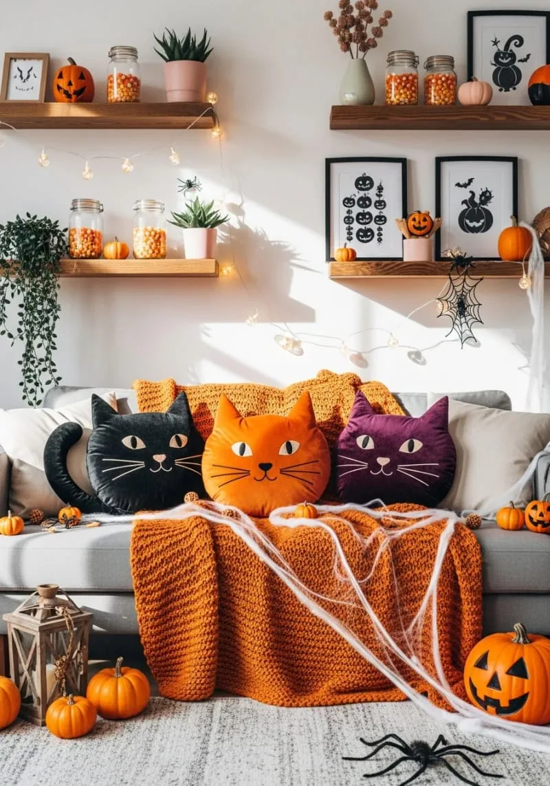cat-shaped velvet throw pillows 1