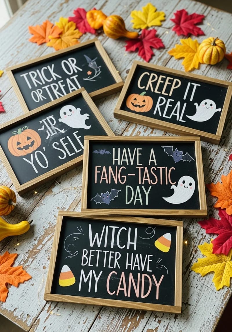 chalkboard signs with cute halloween puns 1