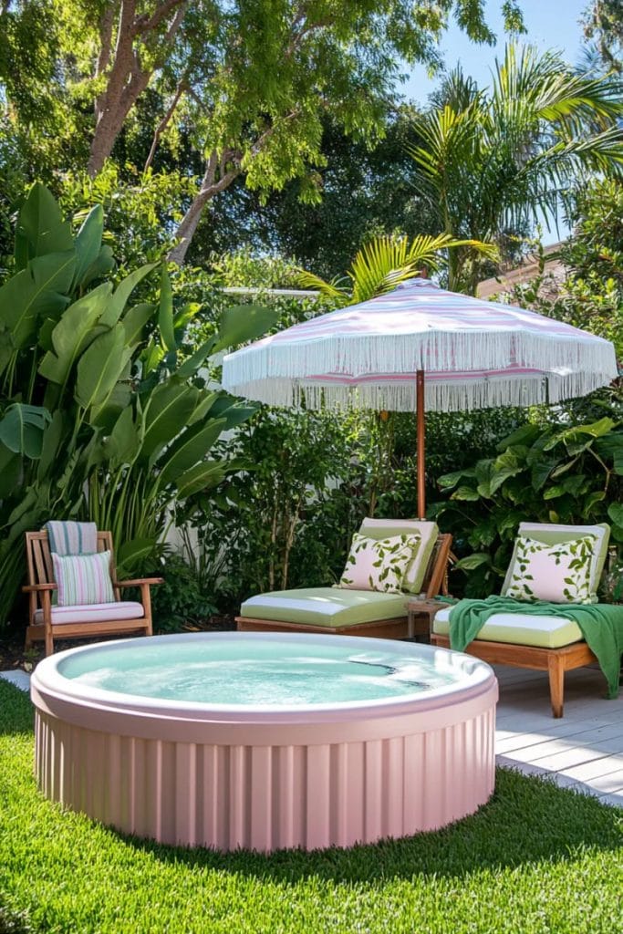 chic container pool with turf surround and cozy lounge chairs 26