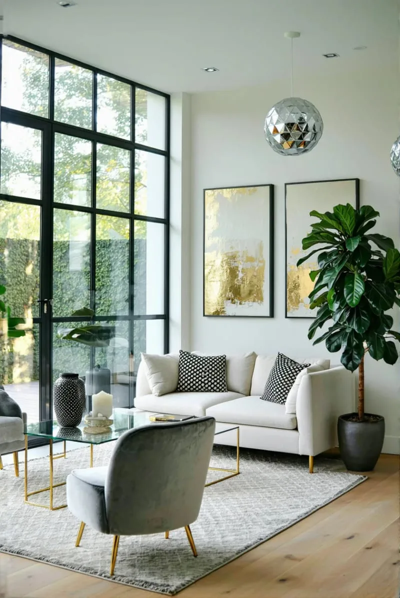 19 Small Sunroom Ideas to Brighten Small Spaces 73 chic sunroom with geometric patterns and metallic accents 1