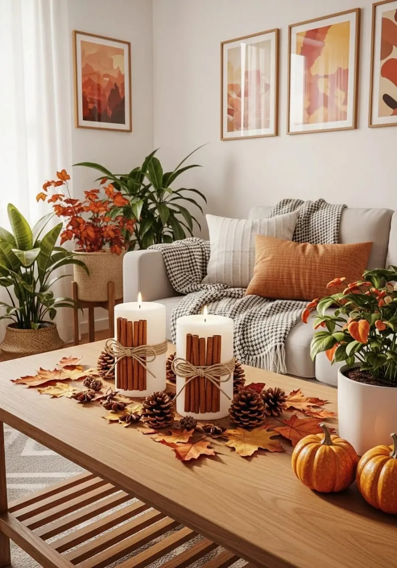 cinnamon stick candle holders wrapped in twine 1