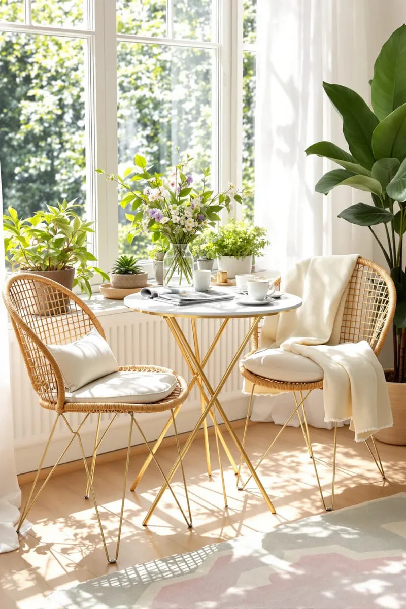 19 Small Sunroom Ideas to Brighten Small Spaces 50 compact round bistro table for sunny morning breakfasts 1