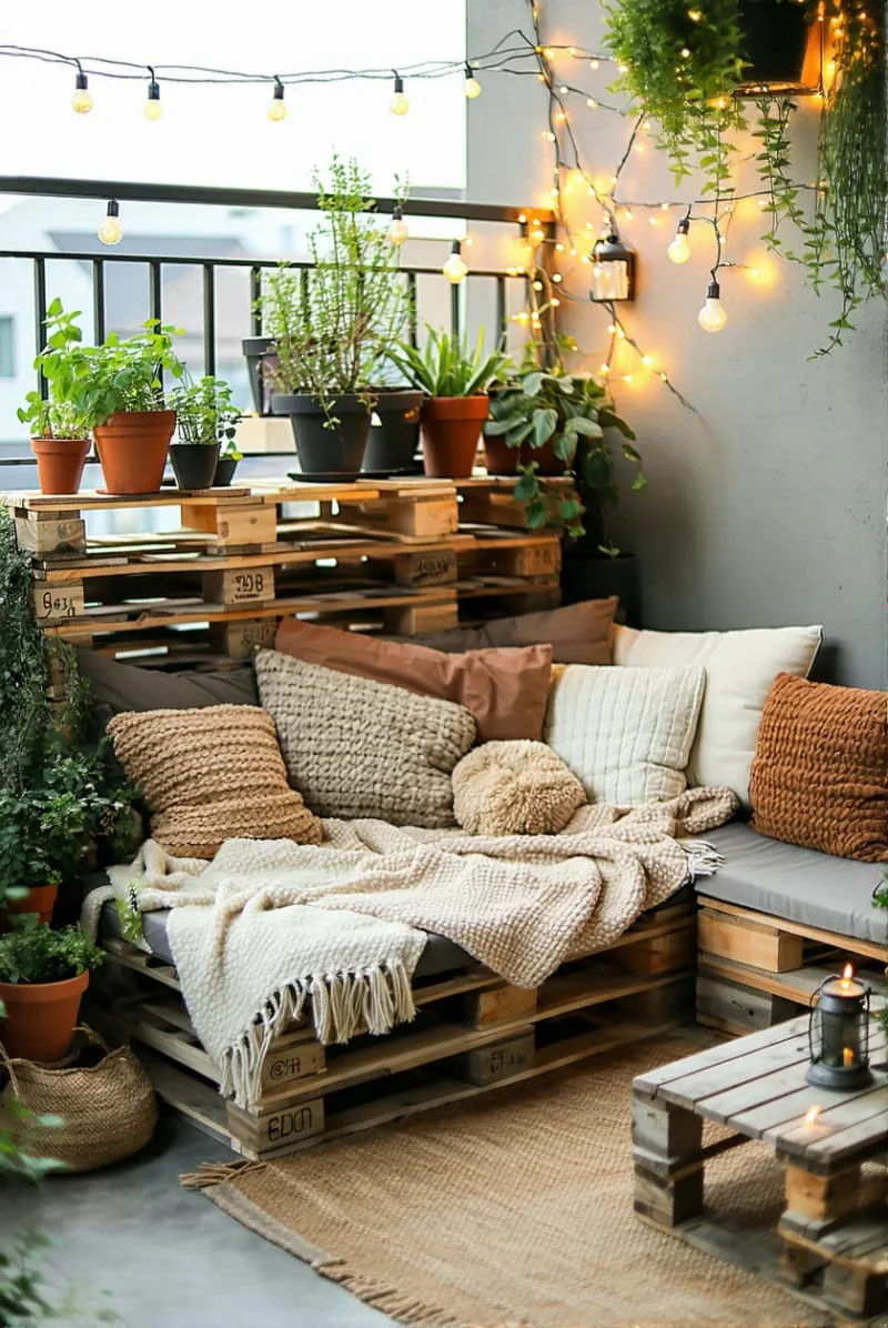 cozy corner nook with pallet sofa and dreamy throw blankets 1
