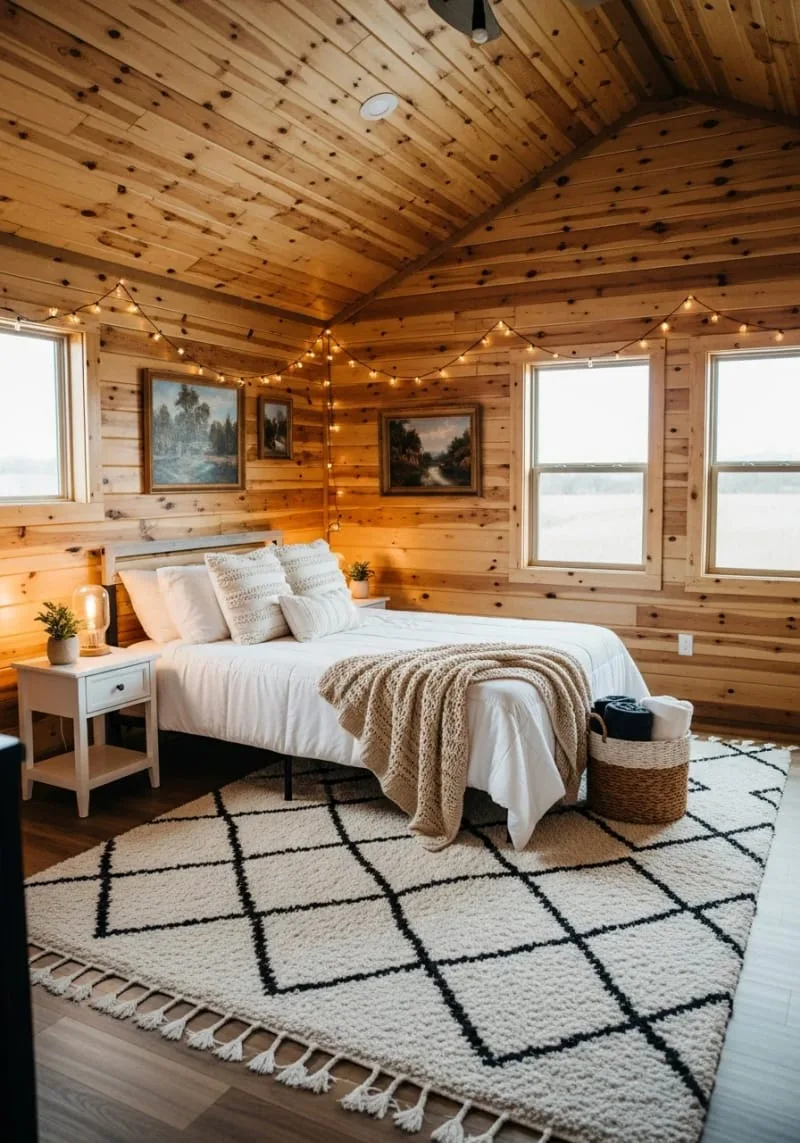29 Unique Barndominium Interiors For Your Next Makeover 59 cozy loft bedroom with layered textiles and fairy lights 1