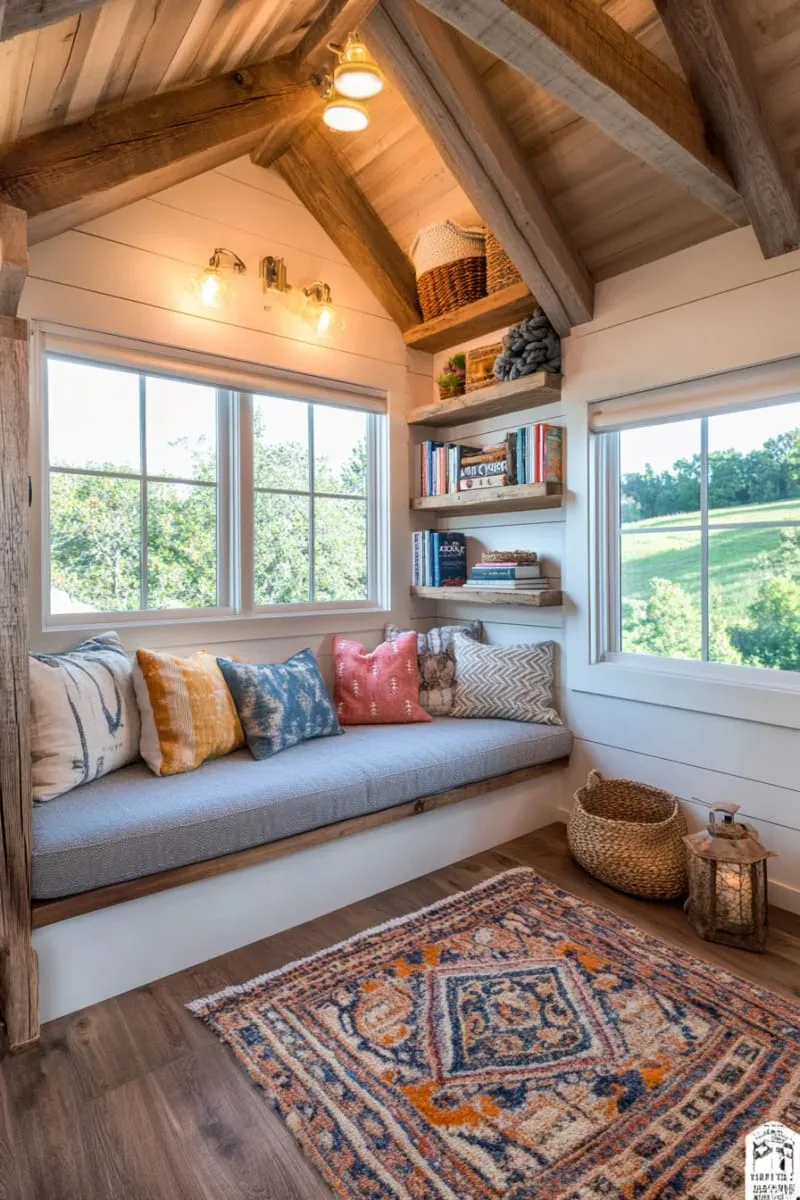 29 Unique Barndominium Interiors For Your Next Makeover 16 cozy reading nook built into a hayloft-inspired mezzanine 1