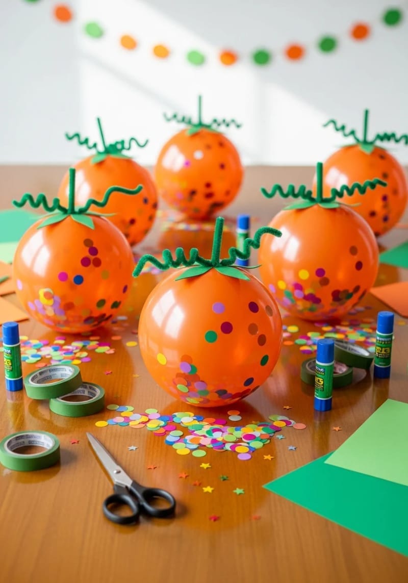 diy confetti-filled balloon pumpkins 1