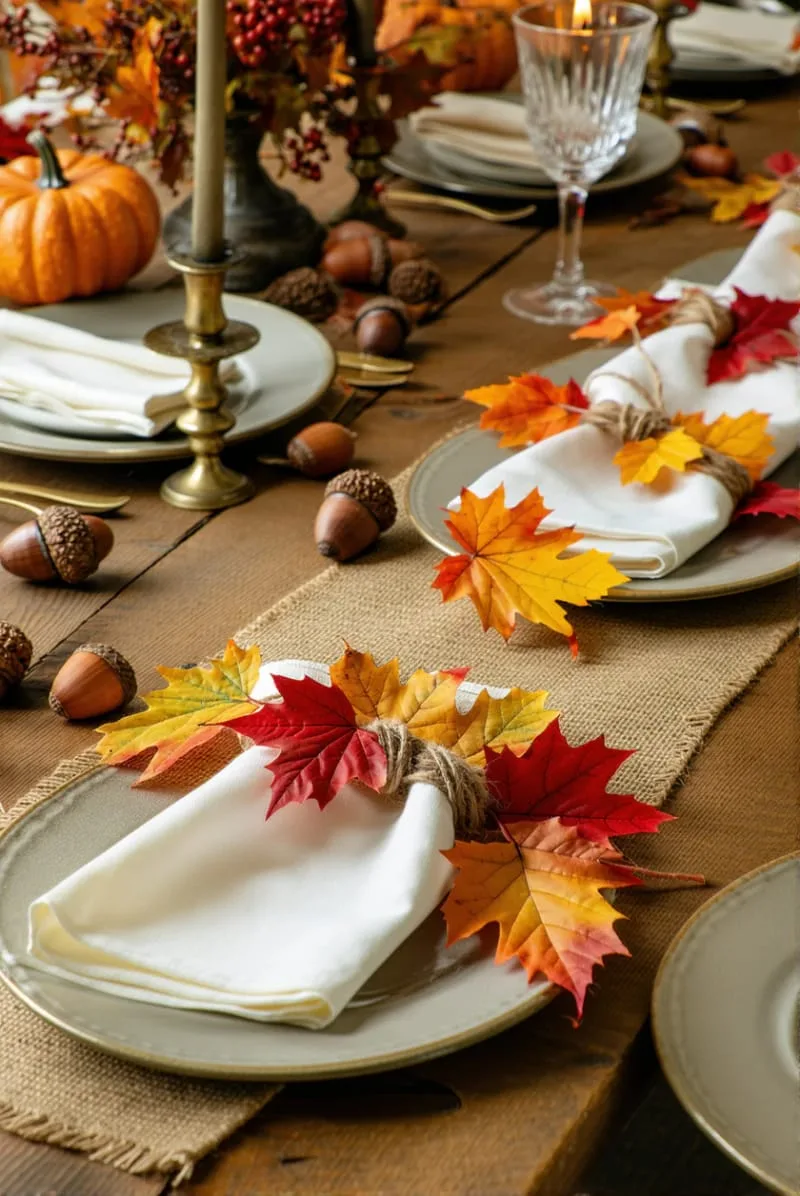 diy fall leaf napkin rings for an autumn-inspired tablescape 1