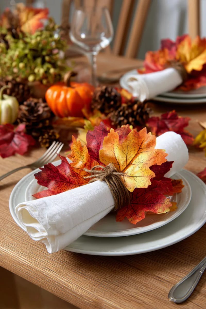 diy fall leaf napkin rings for an autumn-inspired tablescape 1
