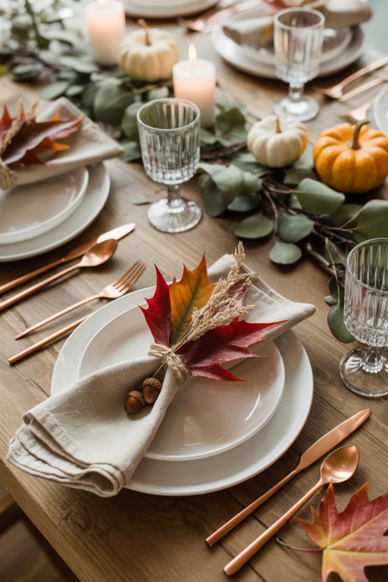 diy fall leaf napkin rings for an autumn-inspired tablescape 1