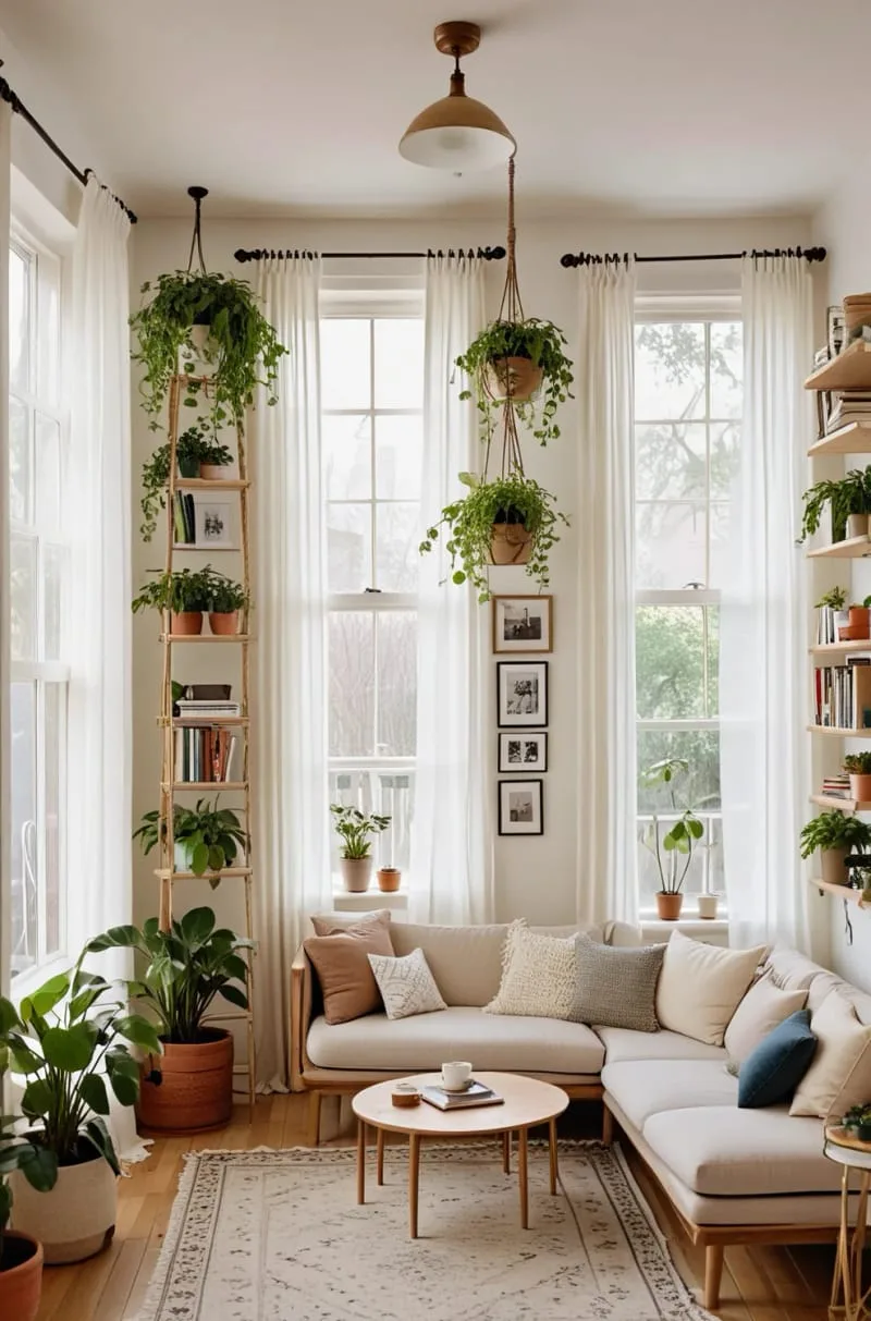 How to Decorate a Small Living Room on a Budget and In Style! 13 diy macrame plant hangers for vertical greenery 1