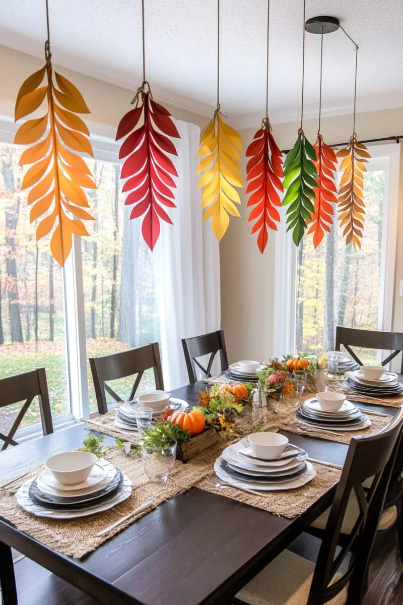diy paper leaf garlands in ombre fall colors 1