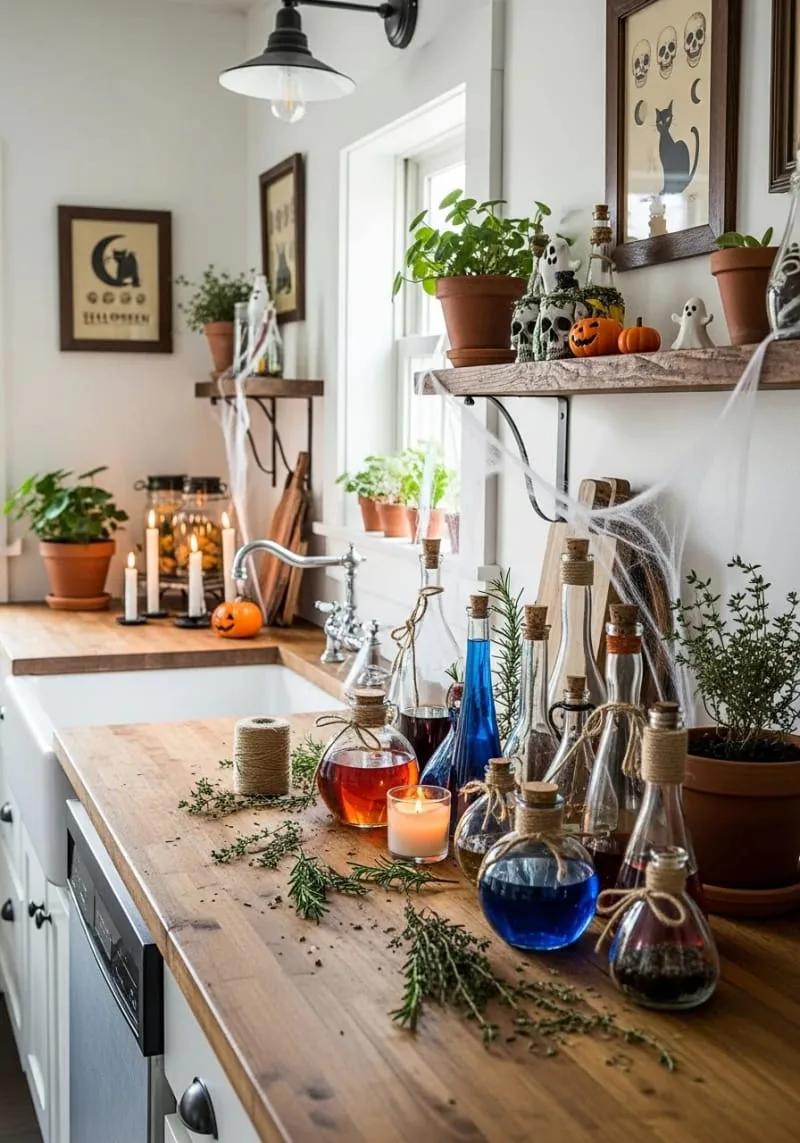 diy potion bottles with bubbling, color-changing liquid inside 1