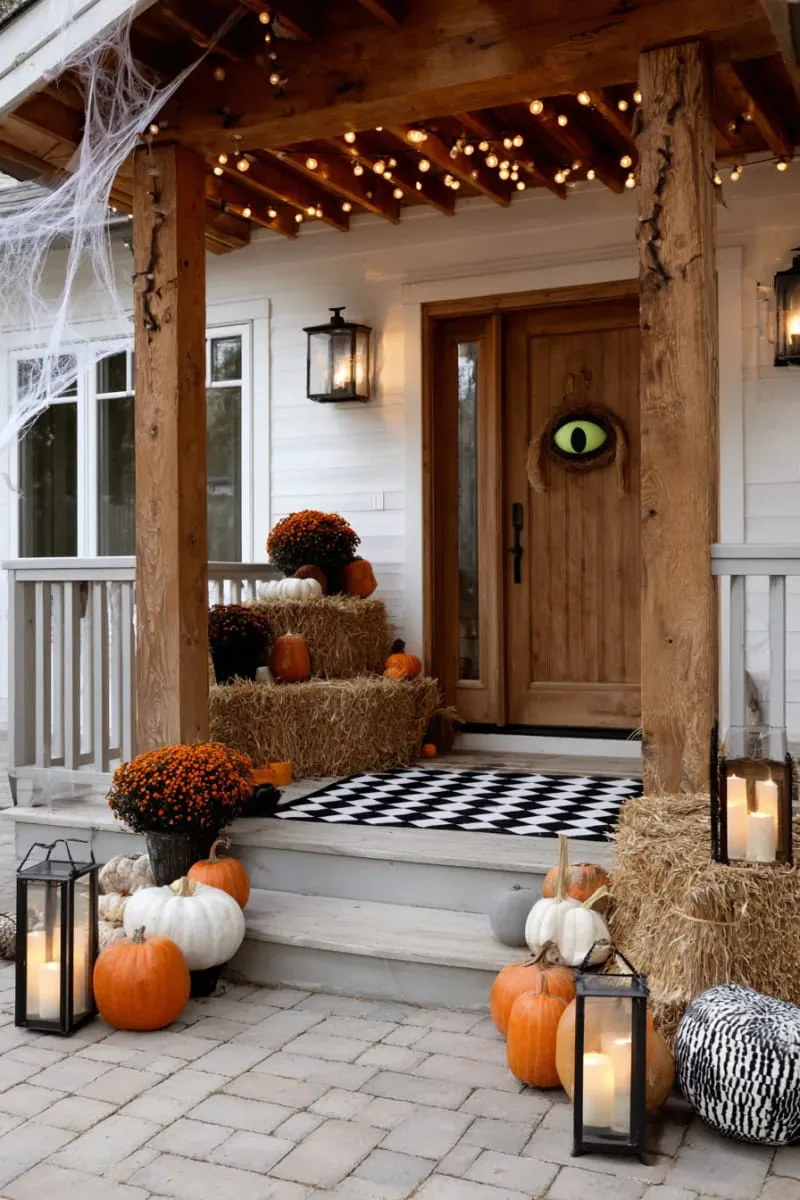 21 Halloween Porch Decorations: Ideas For A Unique Festive Entryway 71 doorbell with monster eye 1