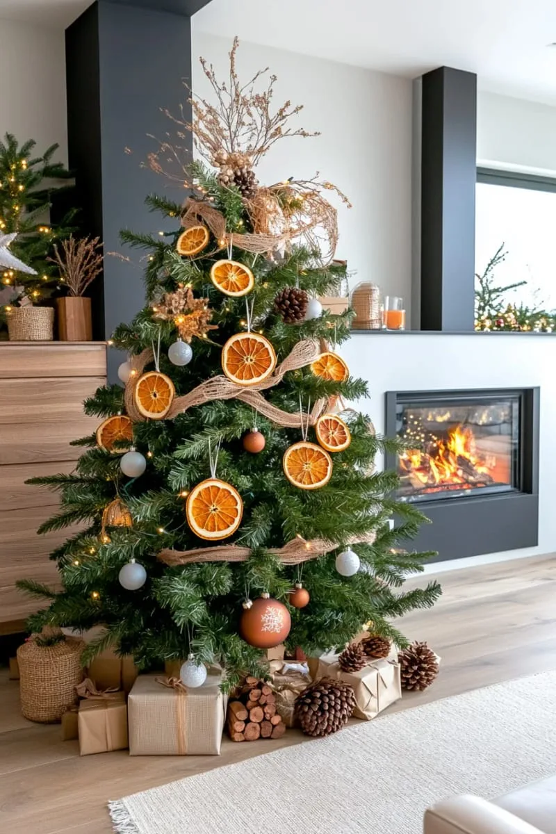 31 Dreamy Christmas Tree Decorations for a Unique Festive Touch 29 dried orange slices and cinnamon sticks for fragrant, natural christmas tree decor 1