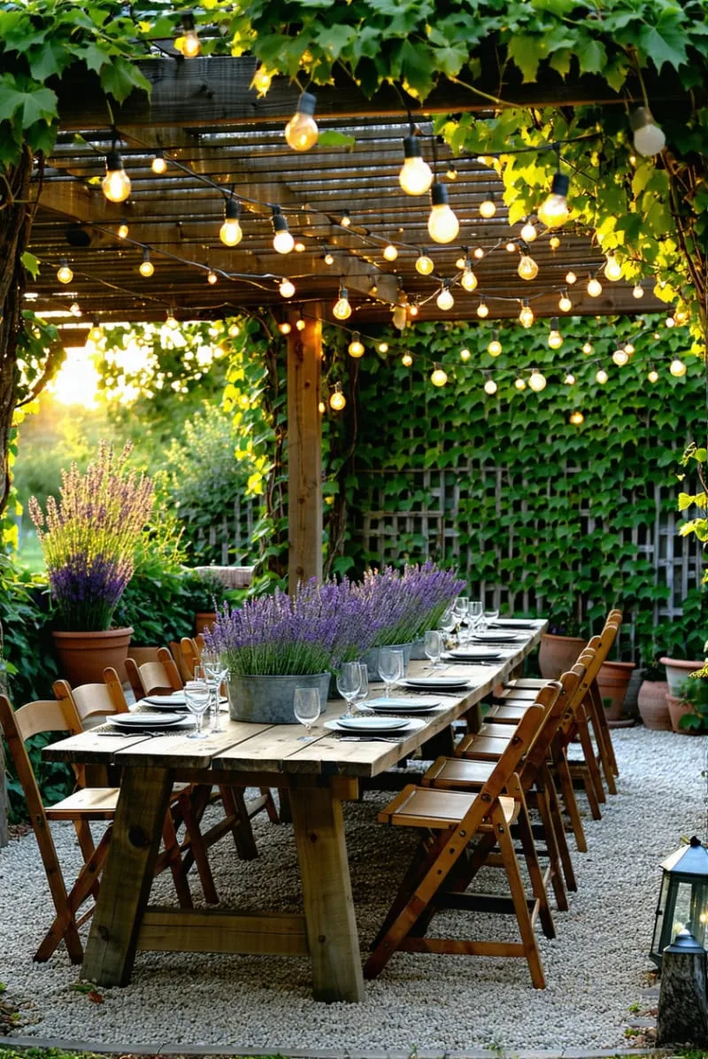 edison bulb string lights weaving through a pergola 1