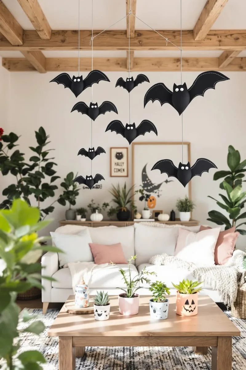 felt bat mobiles hanging from the ceiling 1