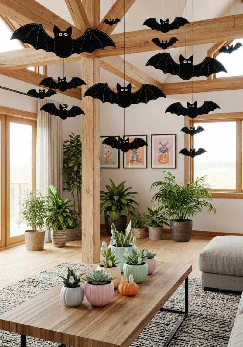 felt bat mobiles hanging from the ceiling 1