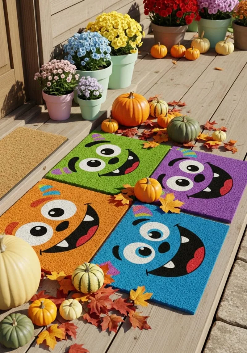 friendly monster face doormats 1