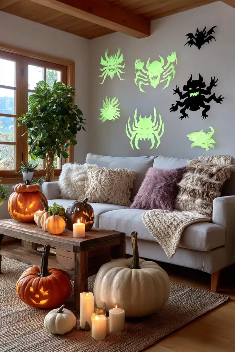 glow-in-the-dark wall silhouettes of monstrous creatures 1
