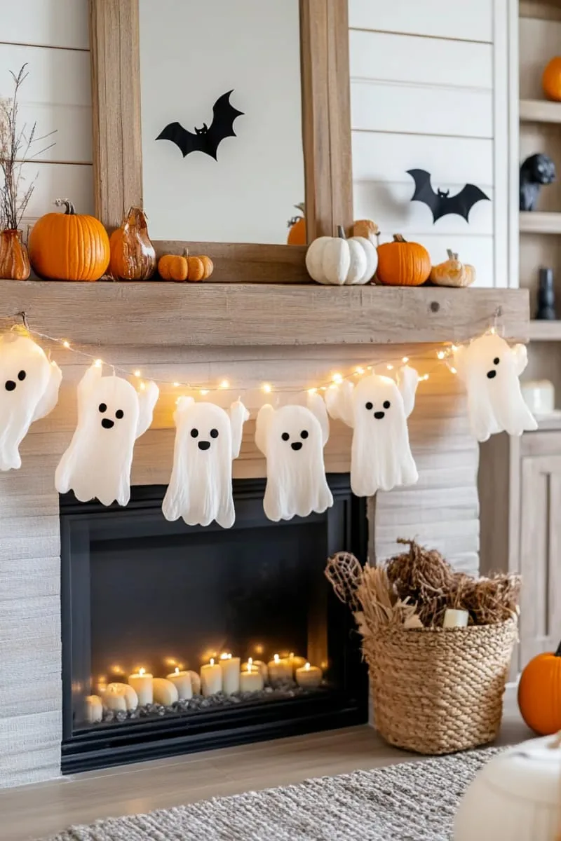glowing ghost garlands crafted from cheesecloth and string lights 1
