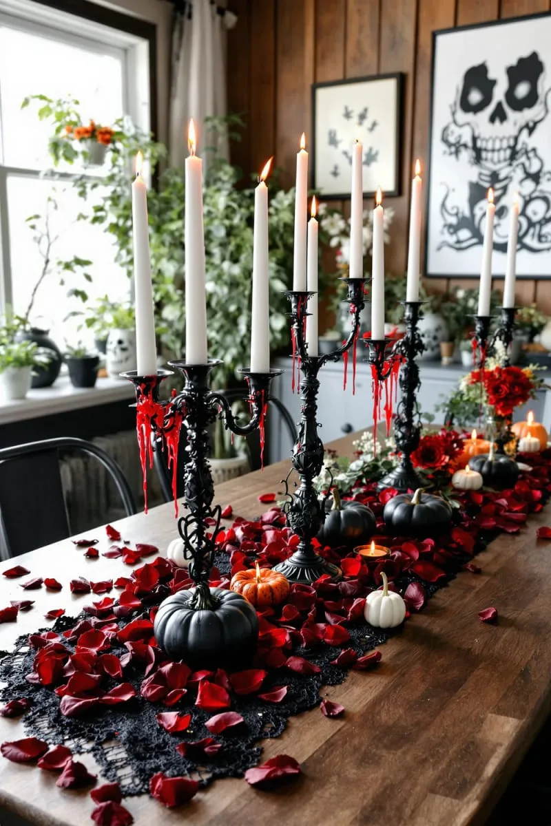 gothic candelabras with dripping blood-red wax 1