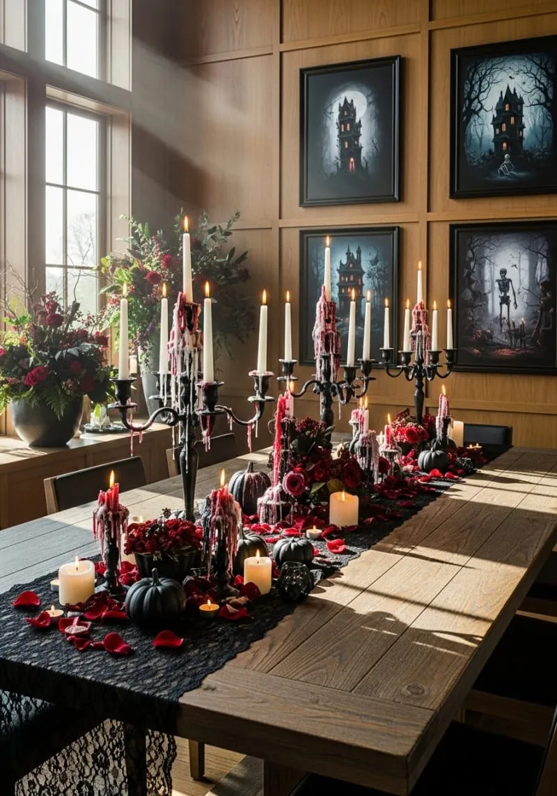 gothic candelabras with dripping blood-red wax 1