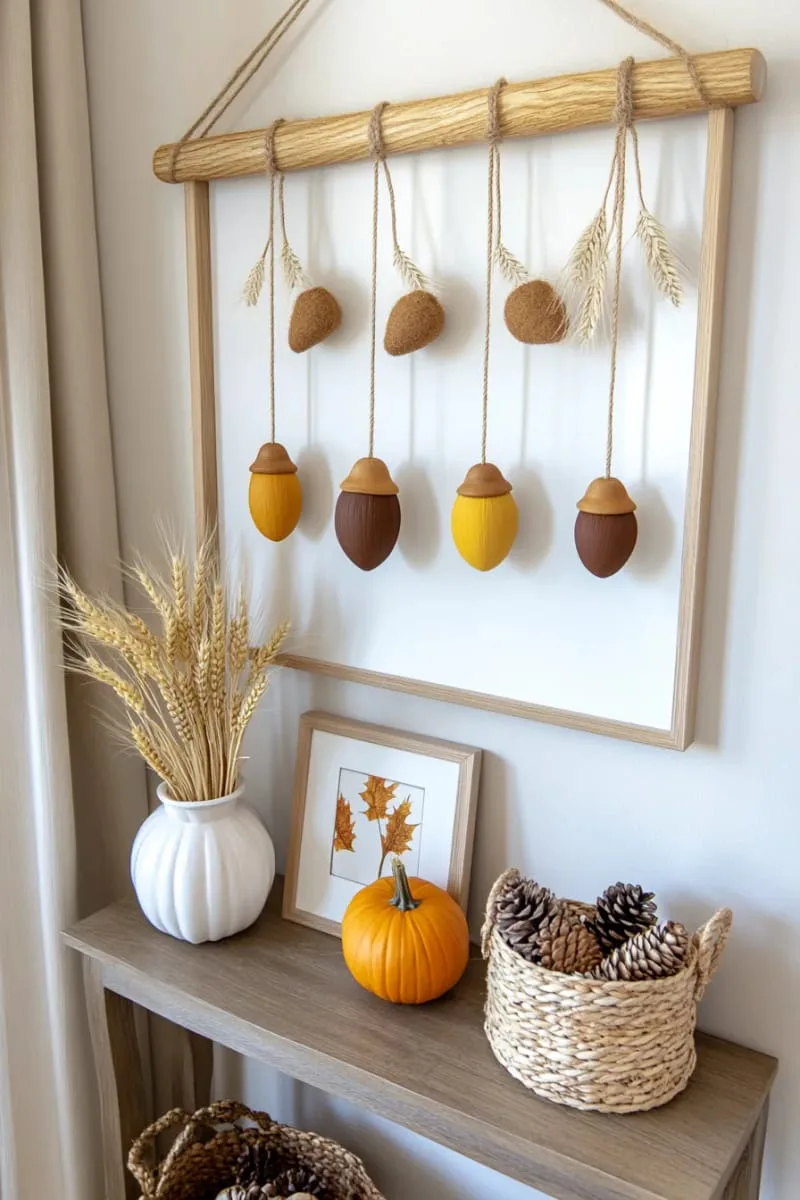 hand-painted acorn mobiles for entryways 1