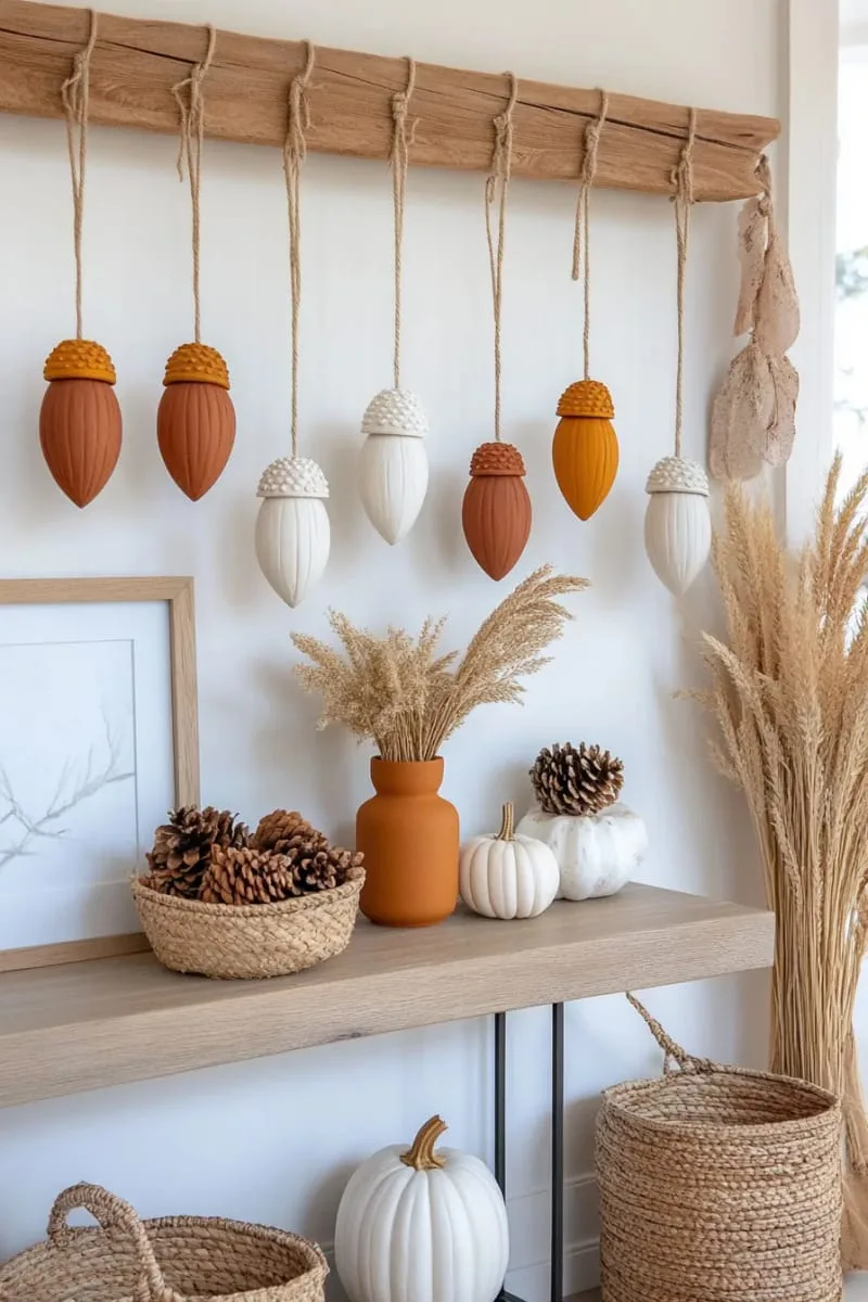hand-painted acorn mobiles for entryways 1