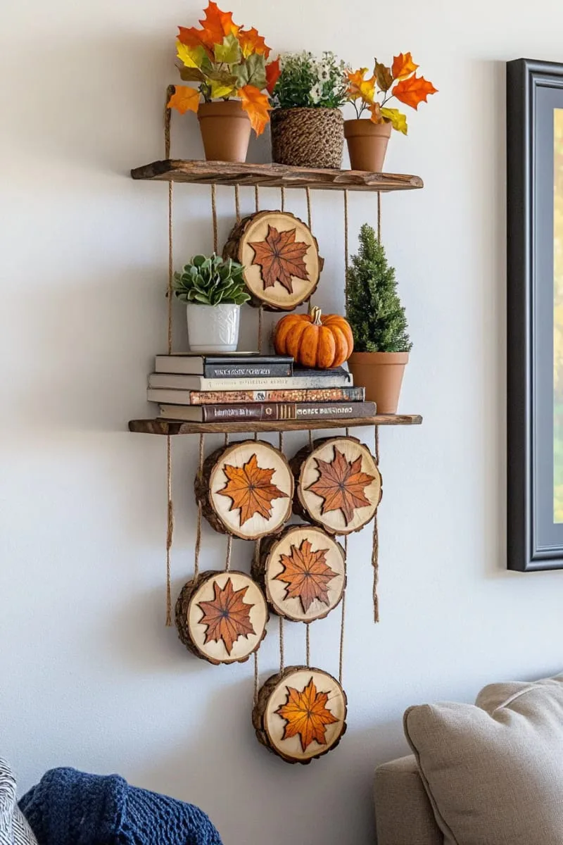 hand-painted wood slice garland with fall and winter motifs 1 hand-painted wood slice garland with fall and winter motifs 1